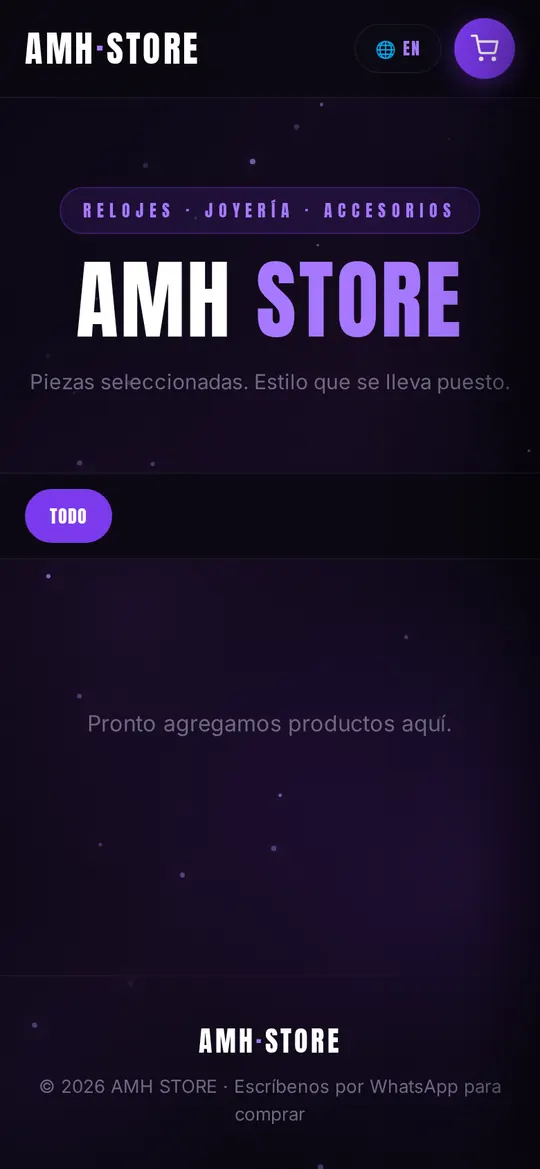 Entrada del catálogo de AMH Store en el celular
