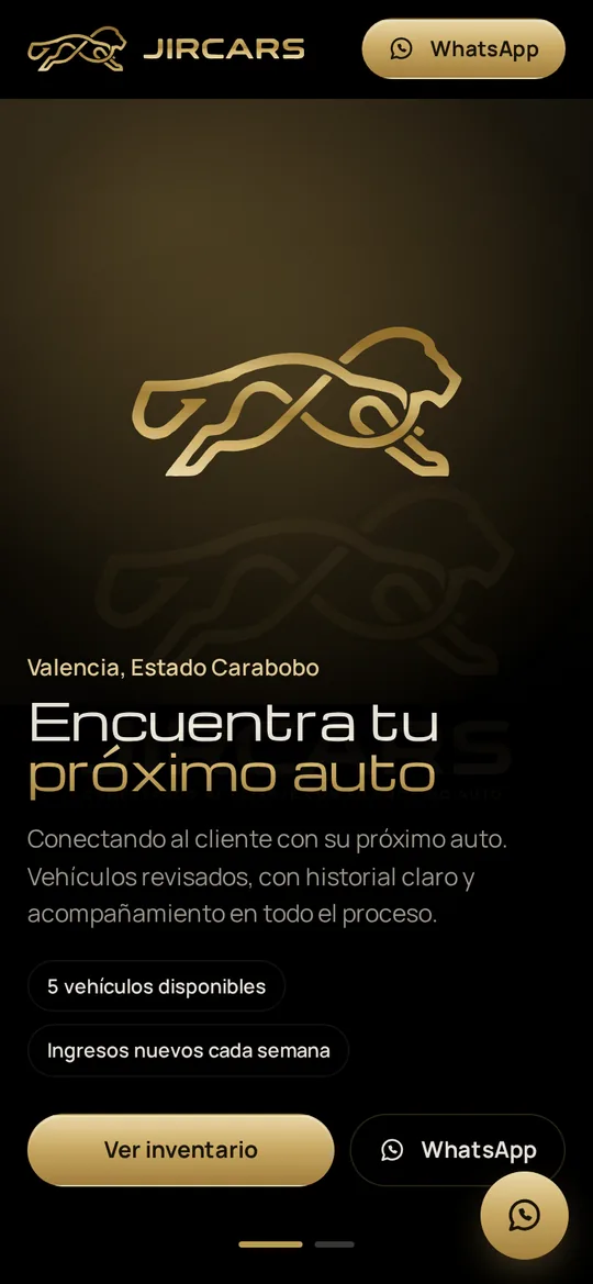 Portada del inventario de Jircars en el celular